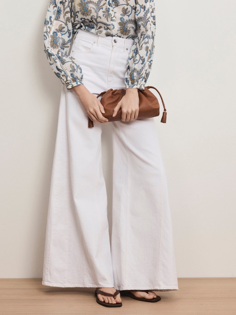 Veronica Beard Vicki Extra Wide Leg Jean Jeans White - With Tags - Size 24